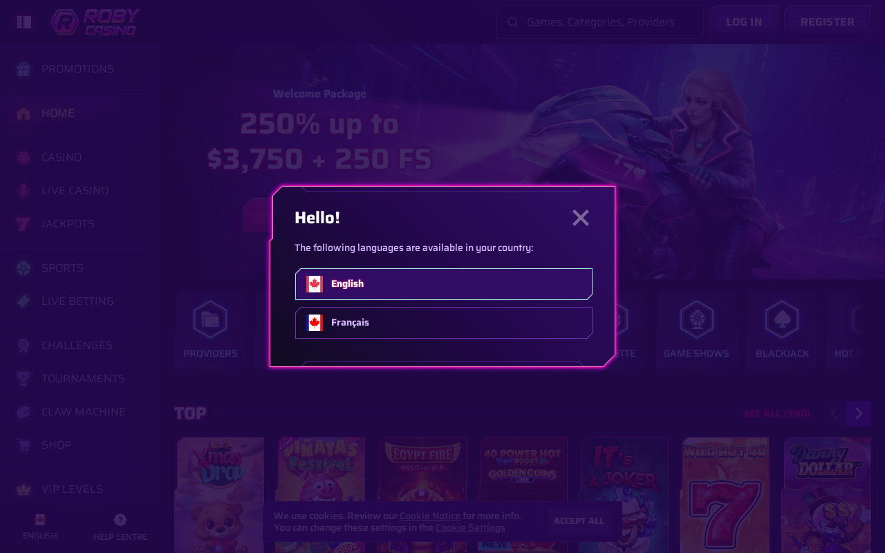 Roby Casino Screenshot